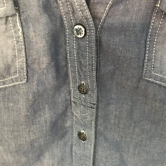 Prototype blue 100% cotton denim button down, S - Picture 3 of 5
